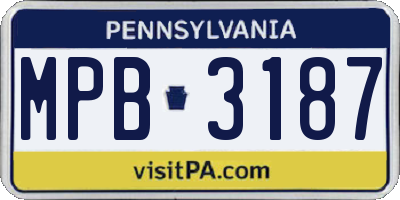 PA license plate MPB3187