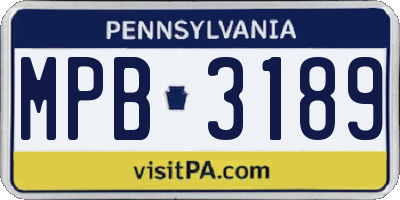 PA license plate MPB3189