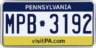 PA license plate MPB3192