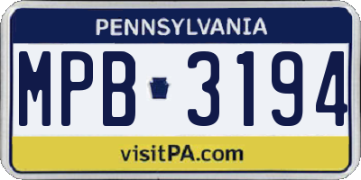 PA license plate MPB3194