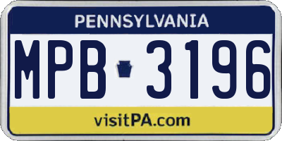 PA license plate MPB3196