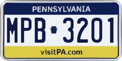 PA license plate MPB3201