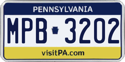 PA license plate MPB3202