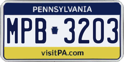 PA license plate MPB3203