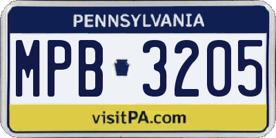 PA license plate MPB3205