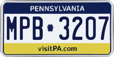 PA license plate MPB3207