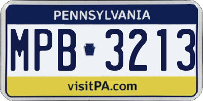 PA license plate MPB3213