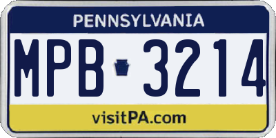 PA license plate MPB3214