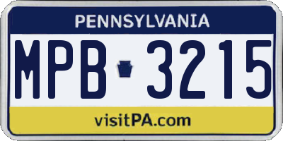 PA license plate MPB3215