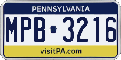 PA license plate MPB3216