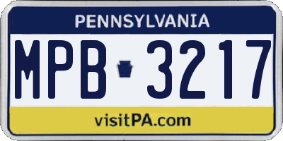 PA license plate MPB3217