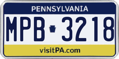 PA license plate MPB3218