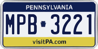 PA license plate MPB3221