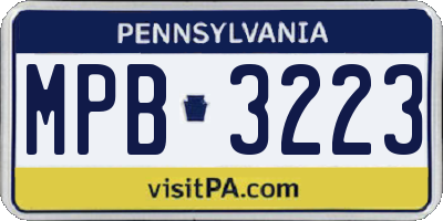 PA license plate MPB3223