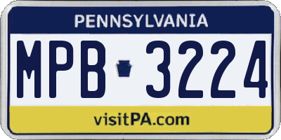 PA license plate MPB3224