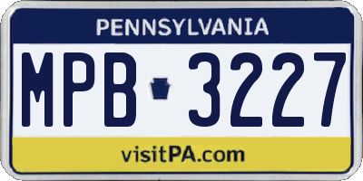 PA license plate MPB3227
