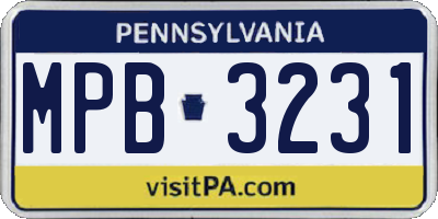 PA license plate MPB3231