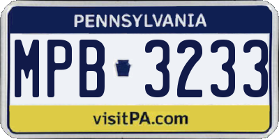 PA license plate MPB3233