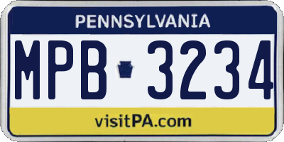 PA license plate MPB3234