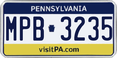 PA license plate MPB3235
