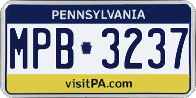 PA license plate MPB3237