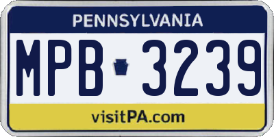 PA license plate MPB3239