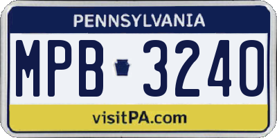 PA license plate MPB3240
