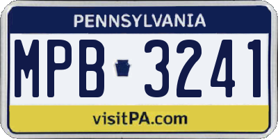 PA license plate MPB3241