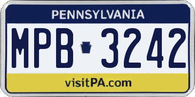 PA license plate MPB3242