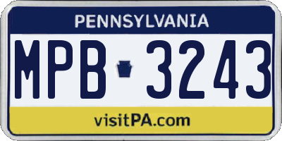 PA license plate MPB3243