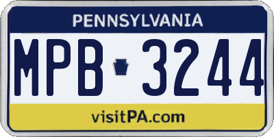 PA license plate MPB3244