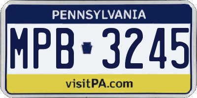 PA license plate MPB3245