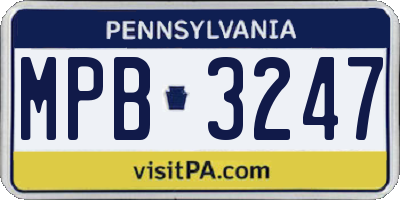 PA license plate MPB3247