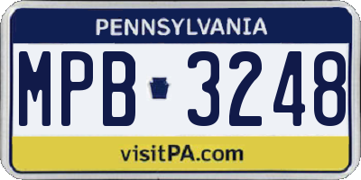 PA license plate MPB3248
