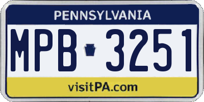 PA license plate MPB3251