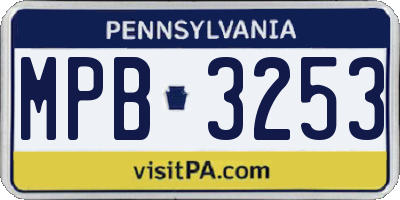 PA license plate MPB3253