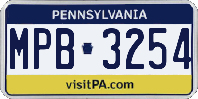 PA license plate MPB3254