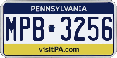 PA license plate MPB3256