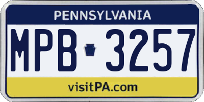 PA license plate MPB3257