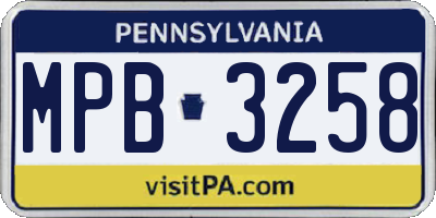 PA license plate MPB3258