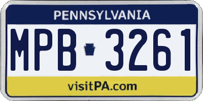 PA license plate MPB3261