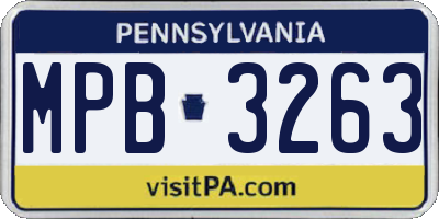 PA license plate MPB3263