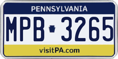 PA license plate MPB3265