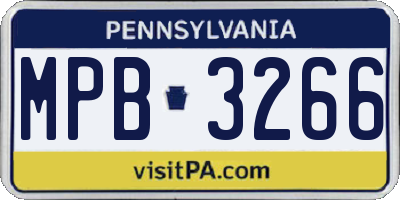 PA license plate MPB3266