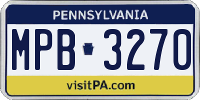 PA license plate MPB3270