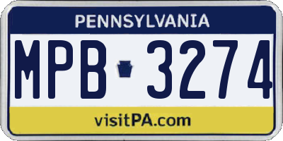 PA license plate MPB3274