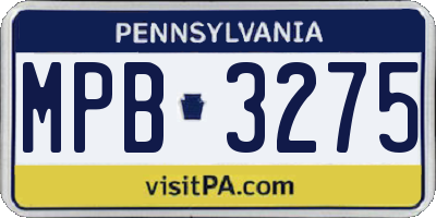 PA license plate MPB3275