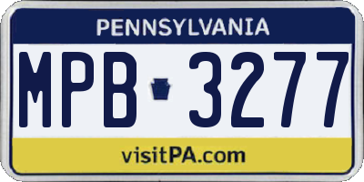 PA license plate MPB3277