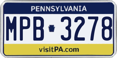 PA license plate MPB3278