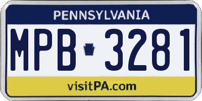 PA license plate MPB3281